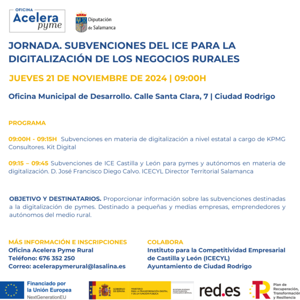 Jornada. Subvenciones del ICE para la digitalización de los negocios rurales.