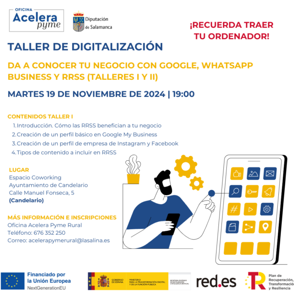 Taller de digitalización. Da a conocer tu negocio con Google, Whastapp Business y RRSS (Talleres I y II)