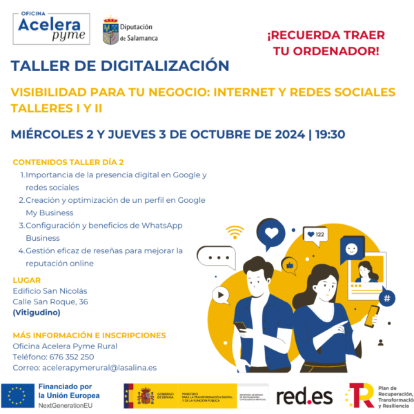 Taller de digitalización. Visibilidad para tu negocio: Internet y Redes Sociales. Talleres I y II