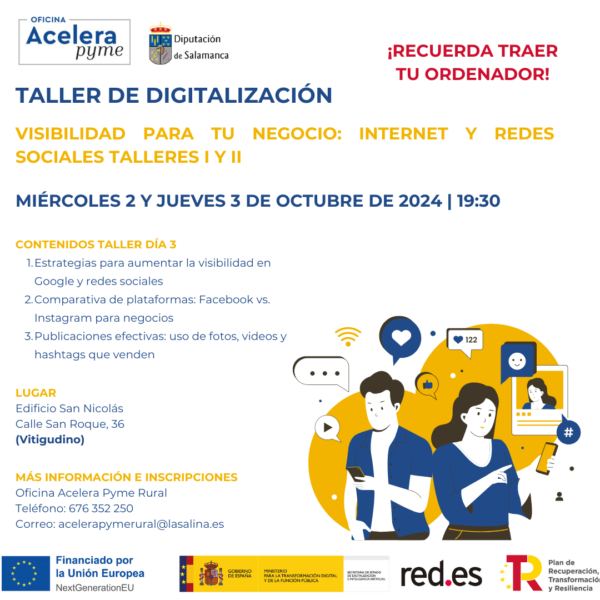 Taller de digitalización. Visibilidad para tu negocio: Internet y Redes Sociales. Talleres I y II