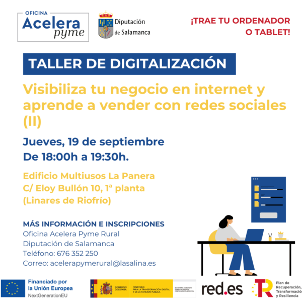 Talleres de digitalización. Visibiliza tu negocio en internet y aprende a vender con redes sociales. Talleres I y II