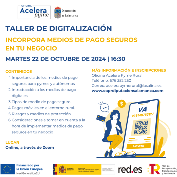 Taller de digitalización. Incorpora medios de pago seguro en tu negocio.